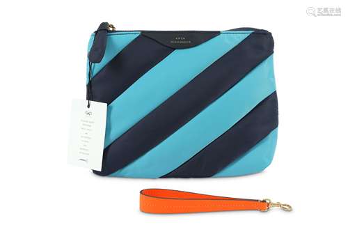 Anya Hindmarch Blue Striped Nylon Pouch