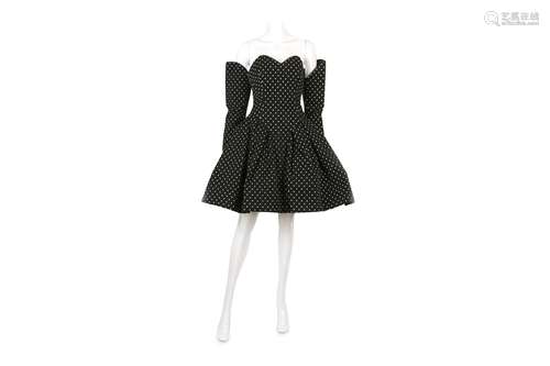 Christian Lacroix Couture Monochrome Polka Dot Puffball Dress - size 42