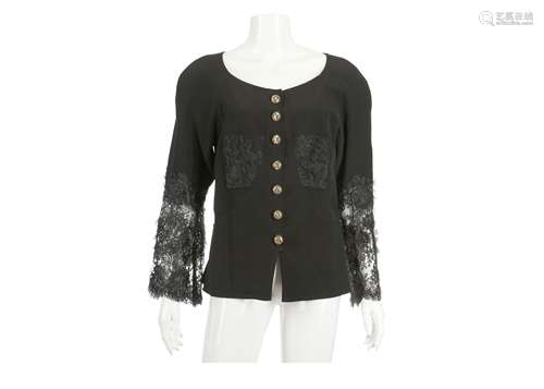 Christian Lacroix Black Lace Trim Jacket - size 42