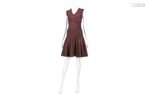 Alaia Aubergine Velveteen Fit and Flare Dress - size 38