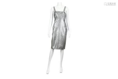 Chanel Silver Lambskin Leather Dress - size 42