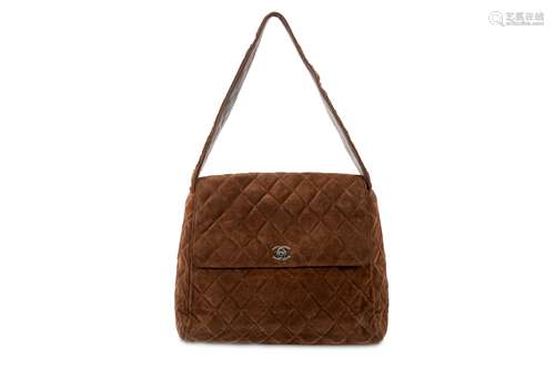 Chanel Brown Suede Turnlock Shoulder Bag