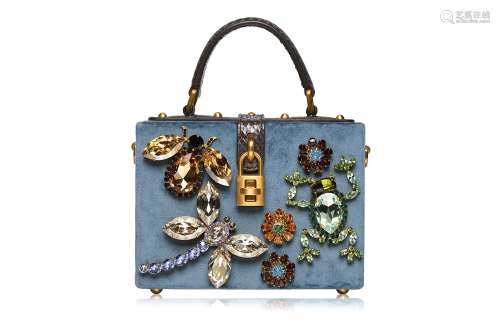 Dolce and Gabbana Embellished Mini Velvet Box Bag