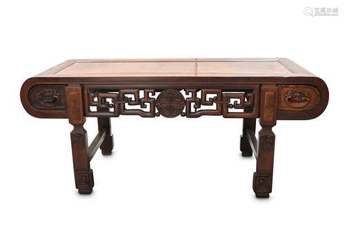 A CHINESE HARDWOOD LOW TABLE.