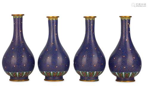 FOUR CHINESE ‘LAO TIANLI’ CLOISONNÉ BOTTLE VASES.