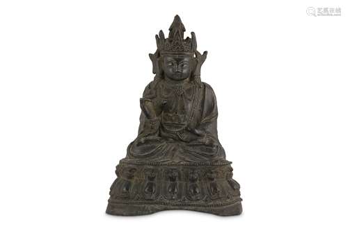 A CHINESE BRONZE FIGURE OF AVALOKITESHVARA.