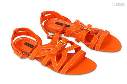 Louis Vuitton Orange Leather Sandals - size 37