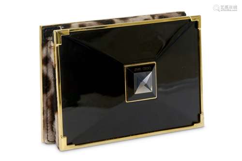 Jimmy Choo Black Lacquer and Pony Hair Latoya Clutch