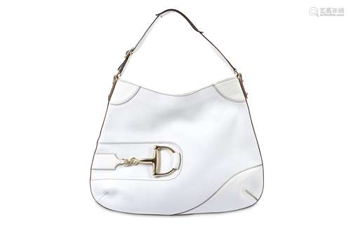 Gucci White Hasler Hobo Horsebit Shoulder Bag