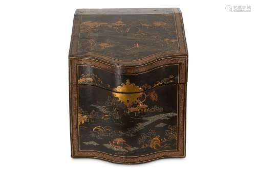 A CHINESE GILT-DECORATED BLACK LACQUER KNIFE BOX.