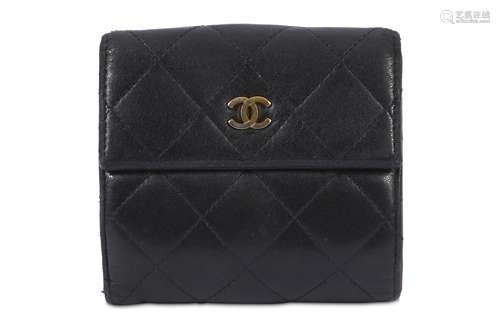 Chanel Black Quilted Compact Wallet