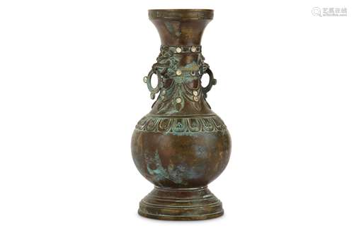 A CHINESE TIBETAN-STYLE BRONZE VASE.