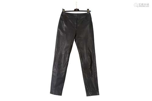 Chanel Black Calfskin Leather Trousers - size 38