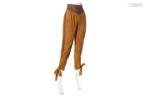Roberto Cavalli Brown Suede Cropped Trousers - size XS