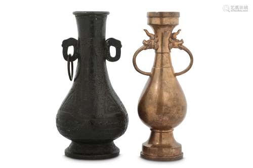 TWO CHINESE BRONZE VASES.