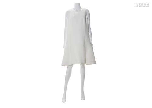 Chanel White Waffle Cotton Dress - size 44