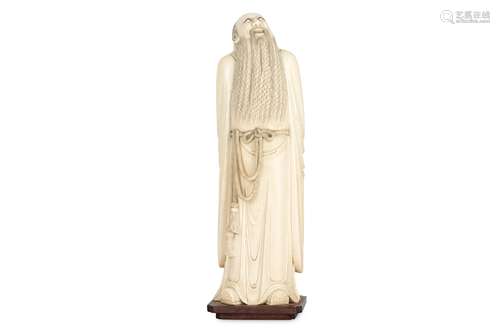 A LARGE CHINESE IVORY FIGURE OF LIU JI.