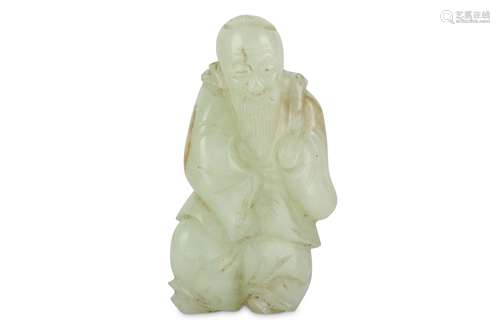 A CHINESE PALE CELADON JADE CARVING OF SHOLAO.