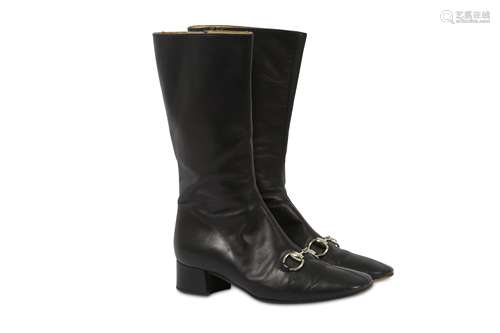 Gucci Horsebit Black Leather Heeled Boots US 7 (UK 4)