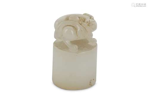 A CHINESE WHITE JADE ‘CHILONG’ SEAL.