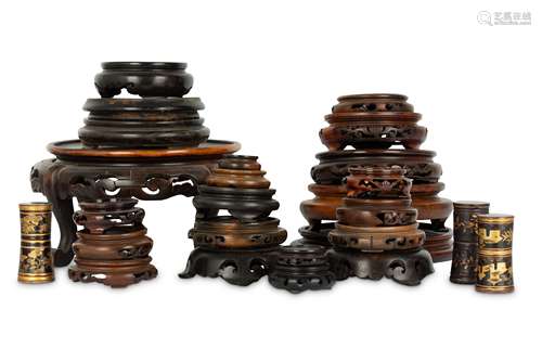 A GROUP OF CHINESE WOOD STANDS.