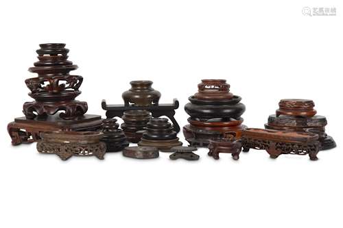 A GROUP OF CHINESE WOOD STANDS.