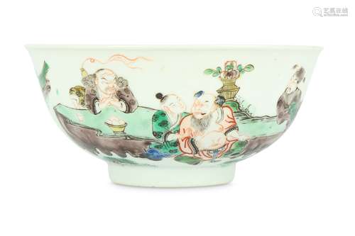 A CHINESE FAMILLE VERTE ‘EIGHT IMMORTALS’ BOWL.