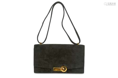 Hermes Vintage Black Suede Shoulder Bag