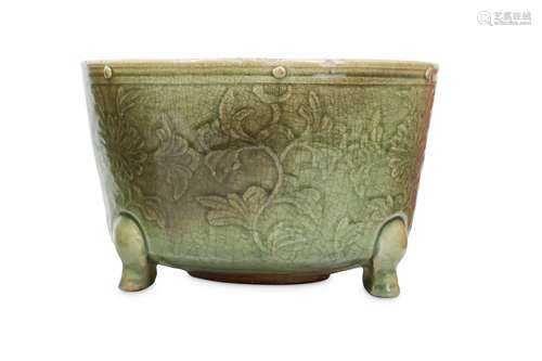 A CHINESE CELADON-GLAZED INCENSE BURNER.