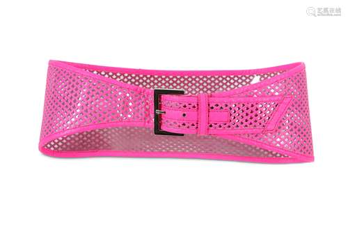 Fendi Pink Leather Perforated Waist Belt - size 75