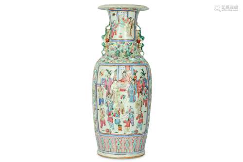 A CHINESE FAMILLE ROSE CANTON VASE.