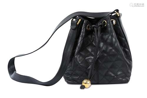 Chanel Vintage Black Caviar Bucket Bag