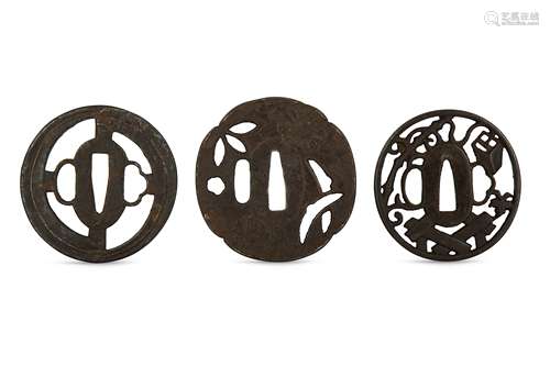 THREE JAPANESE IRON TSUBA.