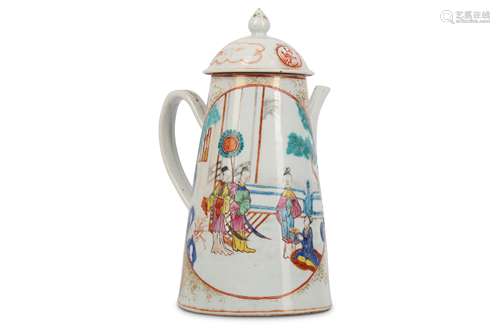 A CHINESE FAMILLE ROSE CANTON COFFEE POT AND COVER.