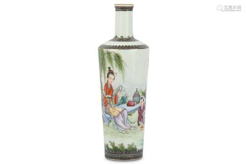 A CHINESE FAMILLE ROSE ‘LADY AND BOY’ VASE.