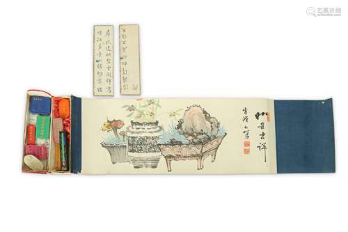 A CHINESE 'PAINTING’ INK CAKE CONTAINER.