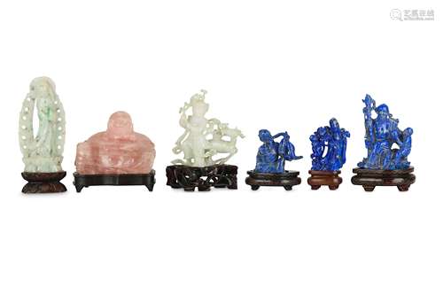 SIX CHINESE HARDSTONE FIGURES.