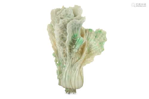 A CHINESE JADEITE MODEL OF A CABBAGE.