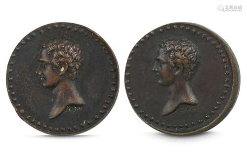 TWO RARE BRONZE TOKENS COMMEMORATING BYRON'S DEATH