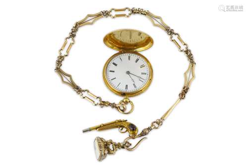 A GOLD FULL HUNTER POCKET WATCH WITH LORD’S BYRON BUST SEAL