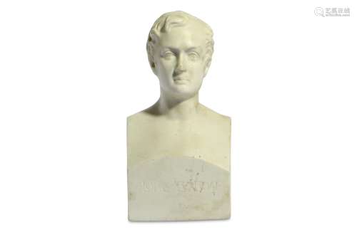 A BISQUE PORCELAIN BUST OF LORD BYRON