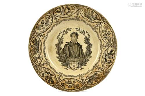 AN ENGLISH COMMEMORATIVE CABINET PLATE WITH BYRON'S BUST