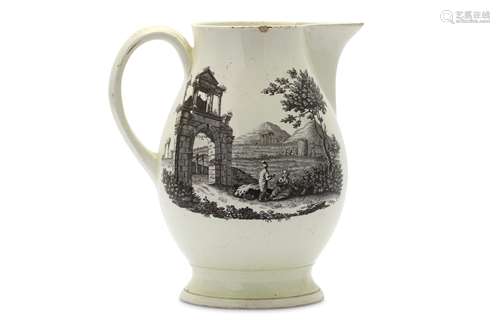 A LARGE AND EARLY WEDGEWOOD CREAMWARE JUG WITH VIEWS OF ATHENS