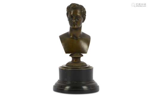 AN EARLY VICTORIAN BRONZE BUST OF LORD BYRON