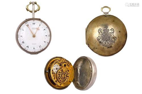 AN ENGLISH PAIR-CASED POCKET WATCH WITH LORD BYRON'S CREST ON THE OUTER CASE BY GEORGE PRIOR