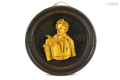 A GILT BRONZE PLAQUE OF LORD BYRON AS A YOUNG SAILOR