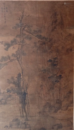 Chinese Painting, Qing Landscape, Ink on Silk.