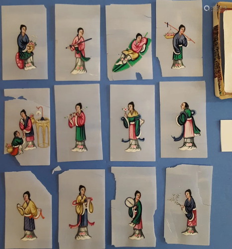 A Set of Twelve China Trade Watercolor Figures