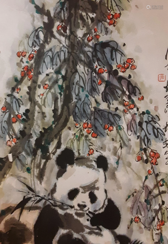 Panda, A Chinese watercolor on paper