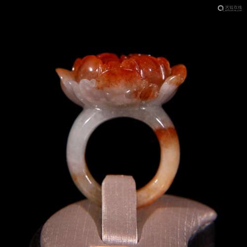 A Chinese Red Jadeite Ring